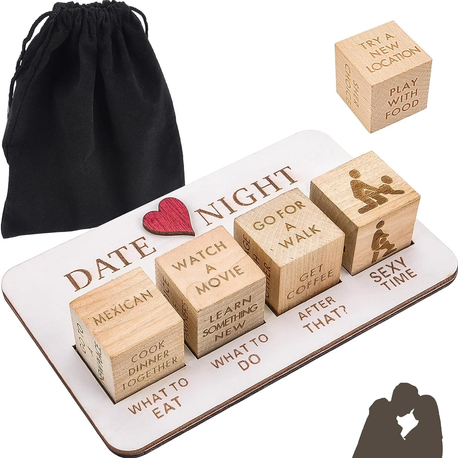 Date Night Dice,Dice Date Night Ideas Game Dice for Couples,Spice up Your Evenings with Romantic Wood Couple Date Night Ideas, Reusable Wooden Dice Set Funny Anniversary Wooden Gifts for Him Her