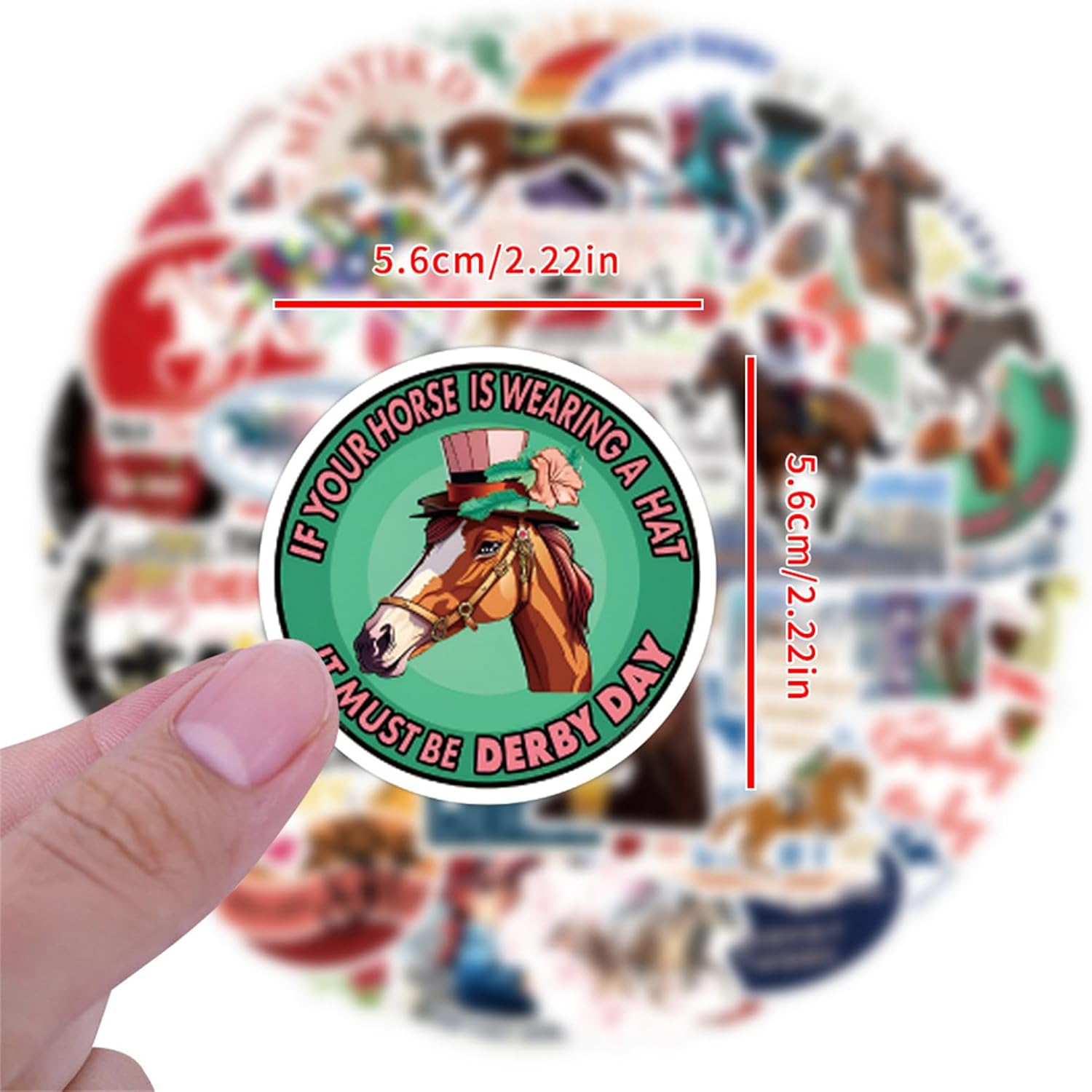 55Pcs Horse Racing Stickers Pack, Waterproof Vinyl Stickers for Water Bottle, Laptop, Horse Party Favors & Gifts