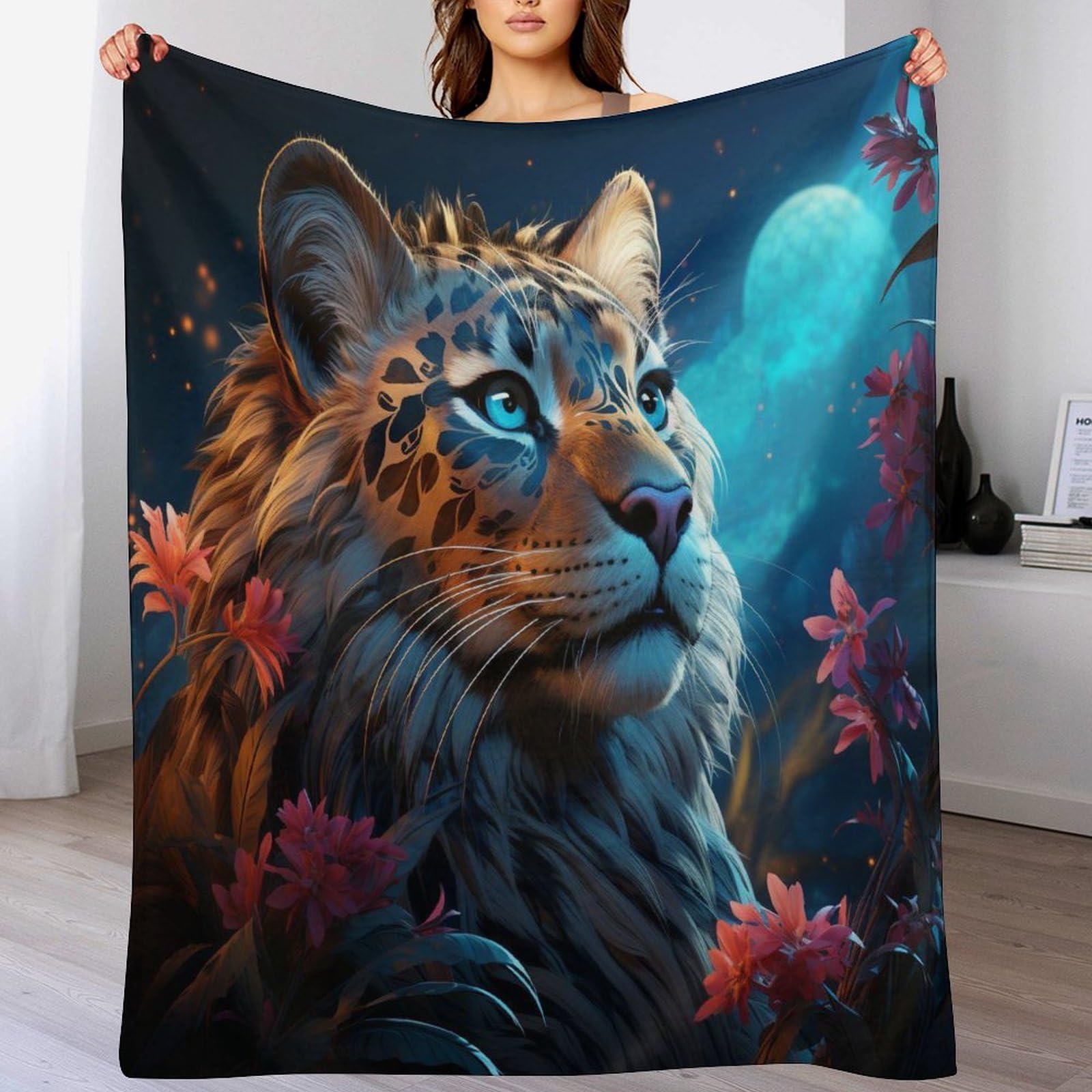 Manta de forro polar de franela de alta densidad manta mullida estampada leopardo
