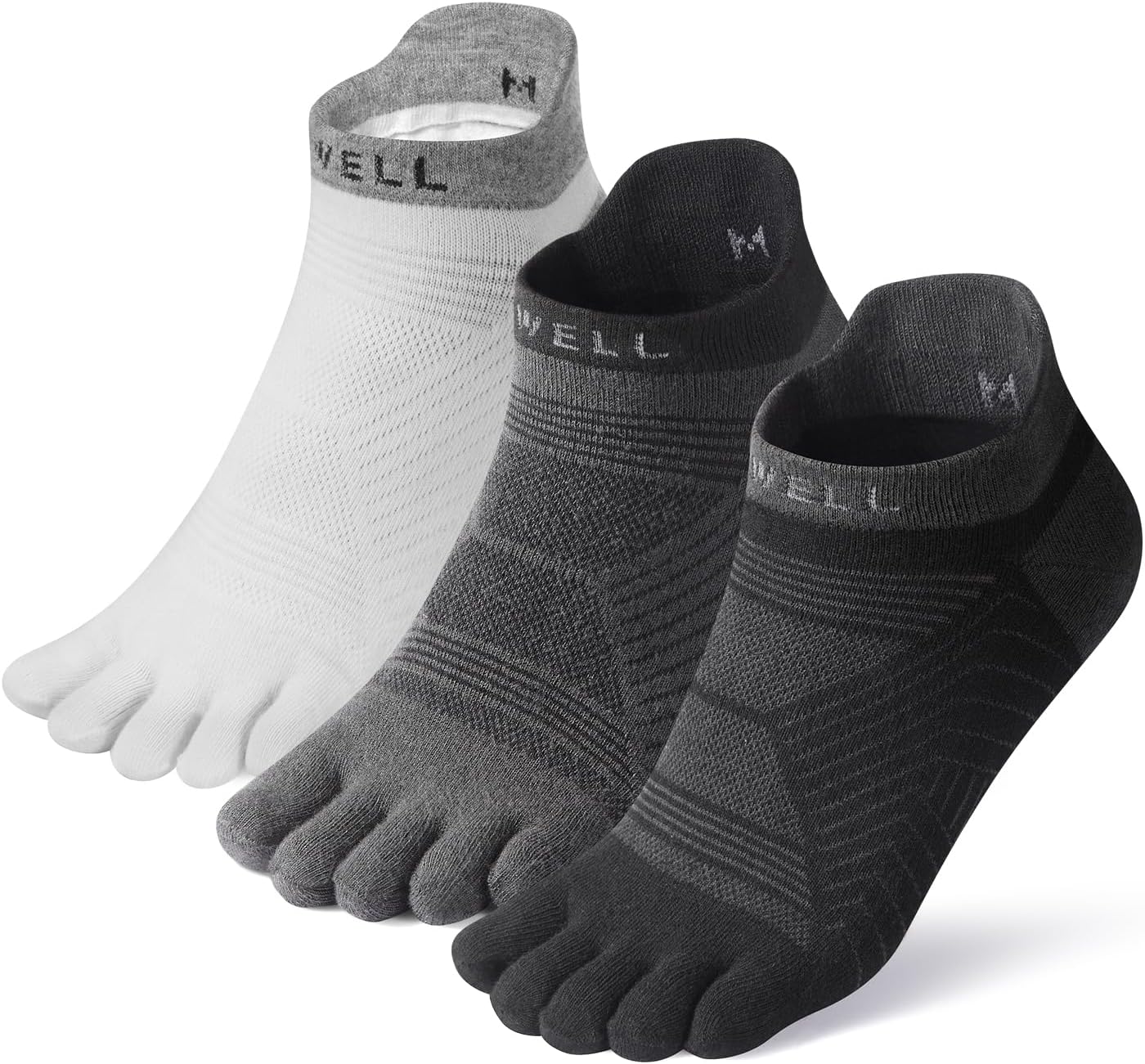 VWELL Toe Socks for Men/Women, COOLMAX Five Finger Socks, High Performance Athletic Toe Socks No Show (3Pairs)