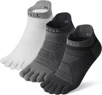 VWELL Toe Socks for Men/Women, COOLMAX Five Finger Socks, High Performance Athletic Toe Socks No Show 3Pairs