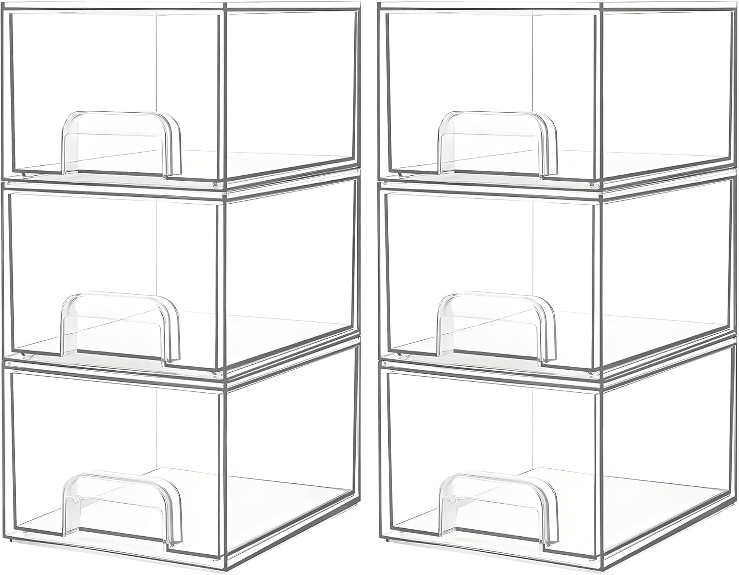 Medicine Cabinet Organizer - 6 Pack Acrylic Stackable Storage Strawers Organizer Under Sink, Vanity, Kitchen, Counteundry Room