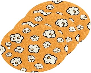 Popcorn Orange Background Dish Scrub Sponges Kitchen Non Scratch Reusable Compressed Cellulose Sponge Hanging for Household Cleaning Washing Dishes Pots and Pans 3 Pack