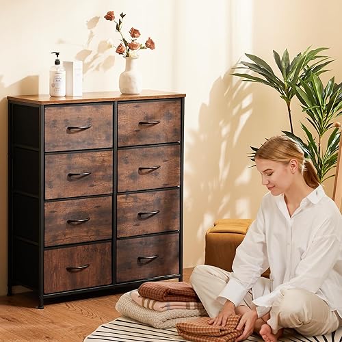 Miniatura 2 de Sweetcrispy Cómoda de 8 cajones para dormitorio, muebles de habitación de niños, torre de pecho alto, unidades organizadoras de almacenamiento para