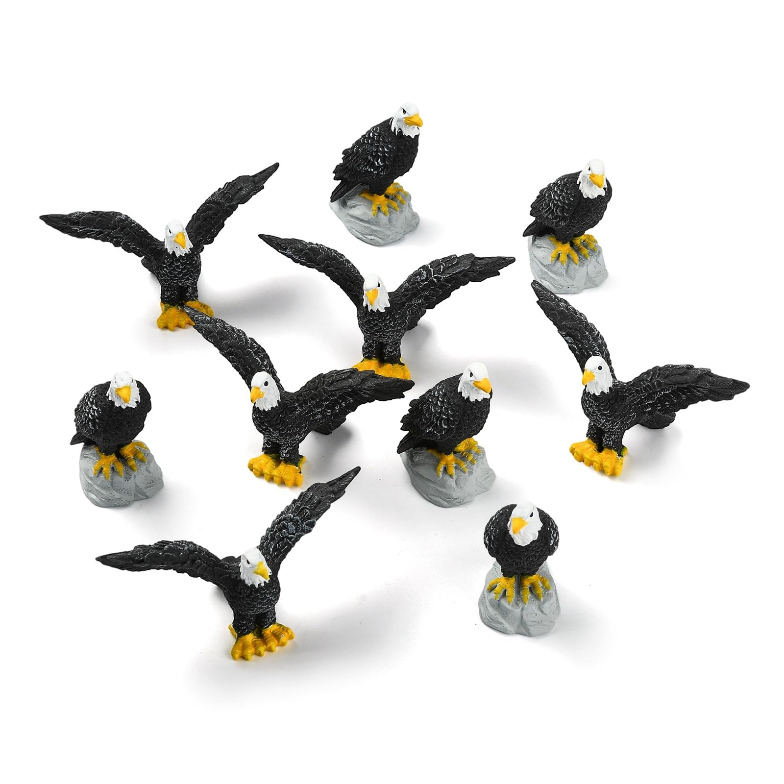 Mini pygargue à tête blanche en résine : le lot de 10 statues d'animaux idéal à offrir