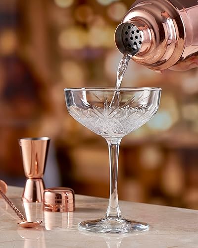 Vista 11 de Pasabahce Juego de 4 vasos cupé vintage de alta calidad, extra grandes, exclusivos, ginebra, vino, cóctel, copas de champán, diseño de cristal