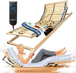 7-Zonen Lattenrost HARMONYFLEX KF mit Motor, Kopf-Fußteil elektrisch verstellbar, fertig montiert Lattenrost mit Motor und Fernbedienung, Made in Germany, 90 x 200 cm