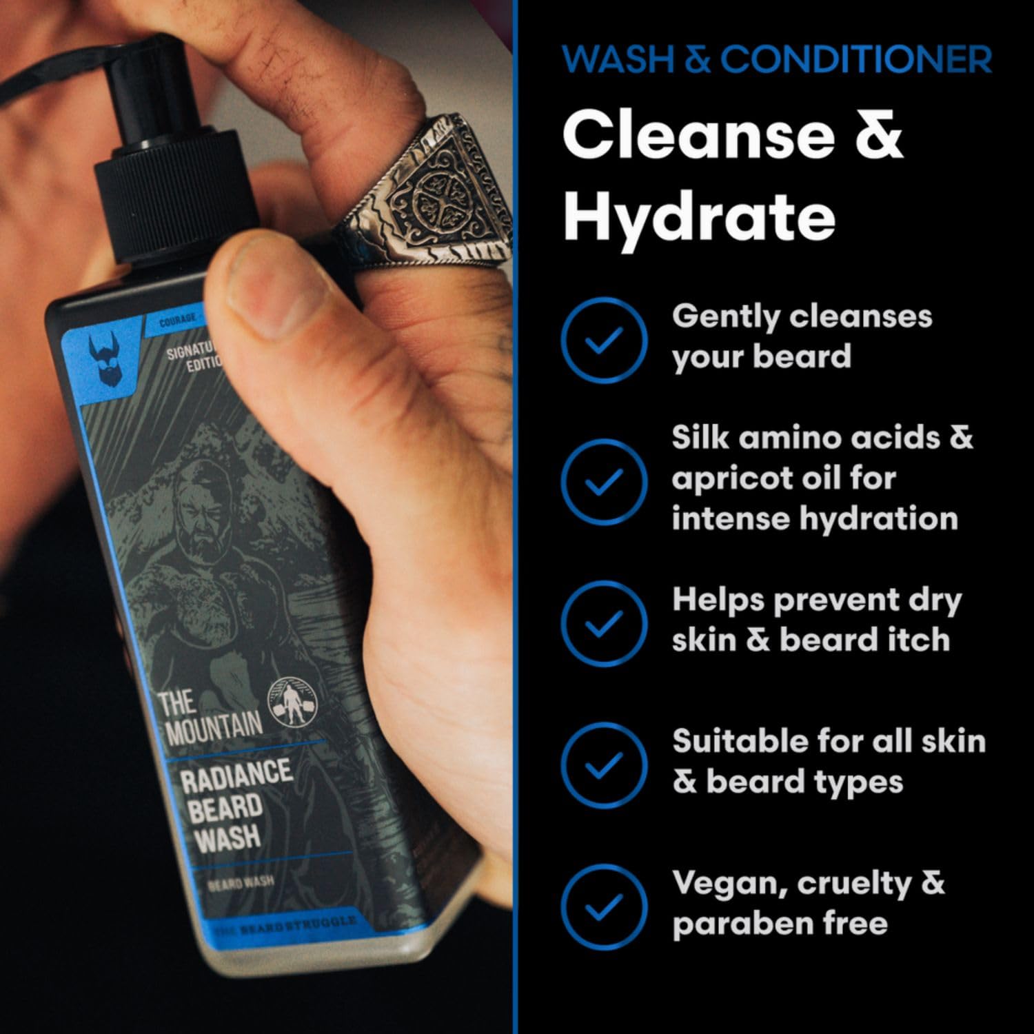 The Mountain Beard Care Kit for Men – Day & Night Oil, Balm, Wash & Conditioner – Hydrates, Softens & Styles – Natural, Vegan & Cruelty-Free – 5-Piece Set