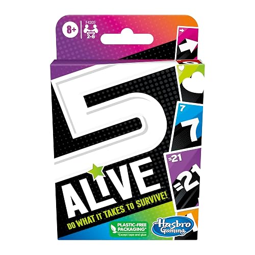Hasbro Gaming 5 Alive Card Game, Fast-Paced Kids Game, Easy to Learn, Fun Family Game for Ages 8 and Up, Card Game for 2 to 6 Players, Multicolor, Birthday Gift for Kids