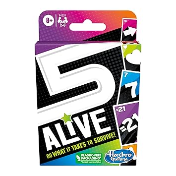 Hasbro Gaming 5 Alive Card Game, Fast-Paced Kids Game, Easy to Learn, Fun Family Game for Ages 8 and Up, Card Game for 2 to 6 Players, Multicolor - image, photos