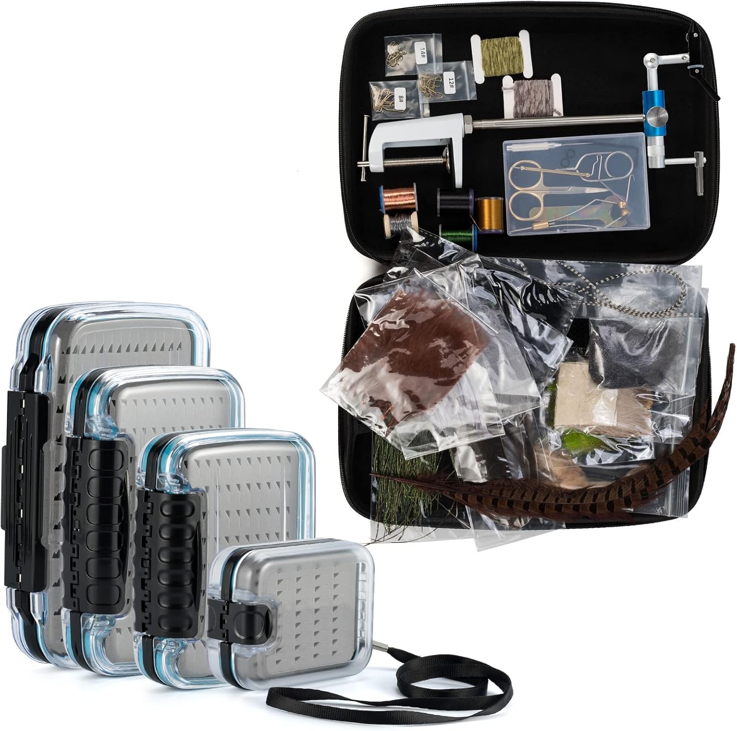 Dr.Fish Fly Tying Kit with 1 Medium Fly Fishing Box, Holds