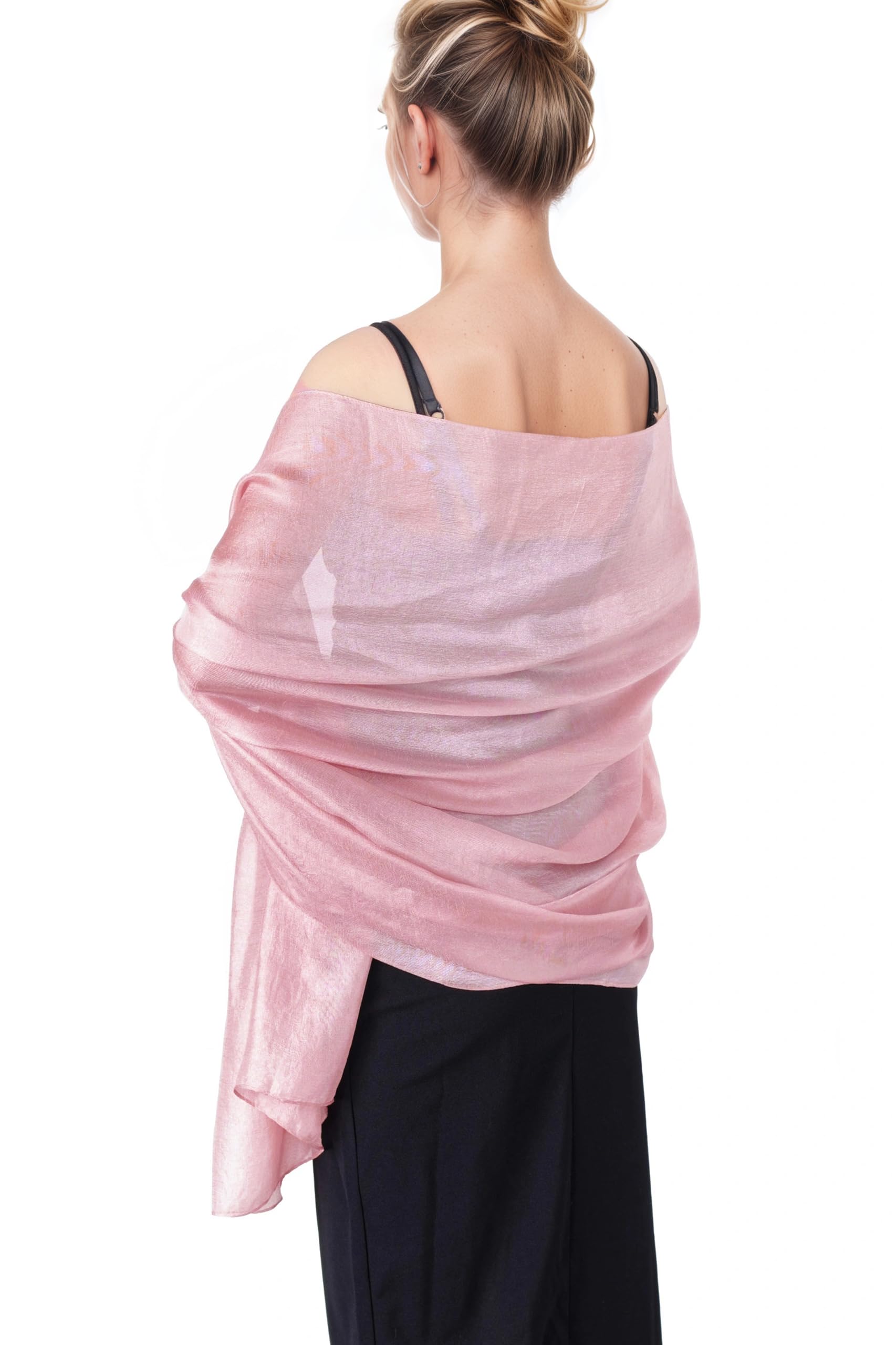 Qbsm Women's Light Pink Shawls And Wrap, Wedding Party Shawl Scarf For Evening Dresses