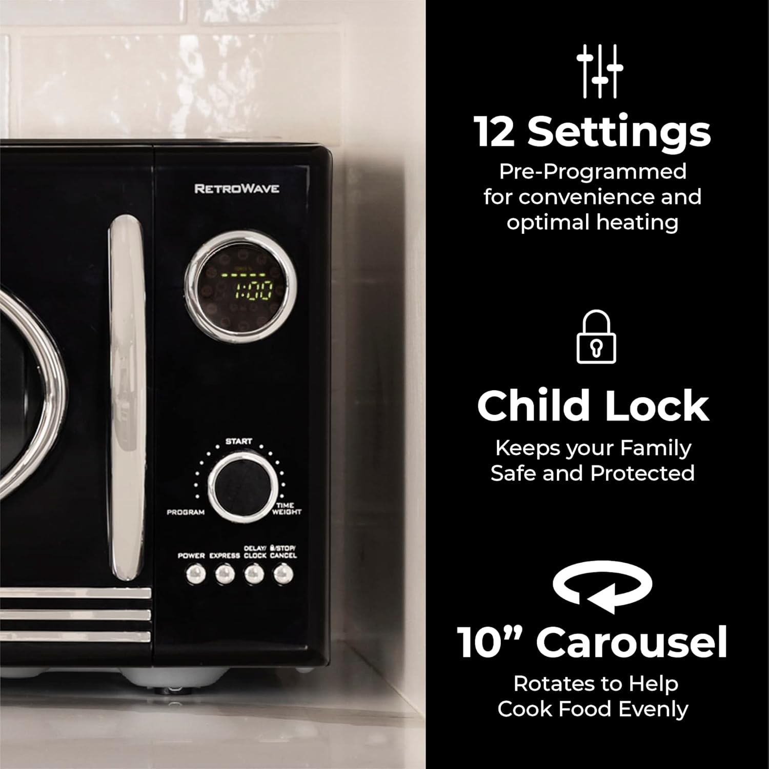 Buy Nostalgia Retro Countertop Microwave Oven Large 800Watt 0.9 cu