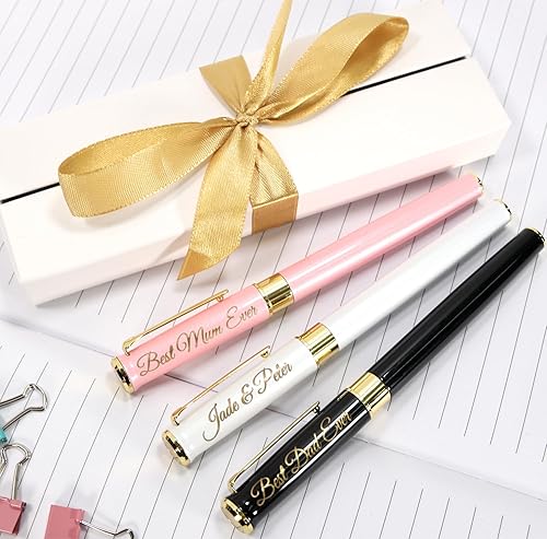 Miniatura 3 de Bolígrafo de metal personalizado de alta calidad + caja de regalo, diseño de un regalo verdaderamente único, grabado con láser, color rosa Rosado