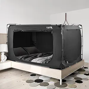 Twin Bed Tent Canopy for Kids and Adults, Indoor Privacy Blackout Sleep Tent