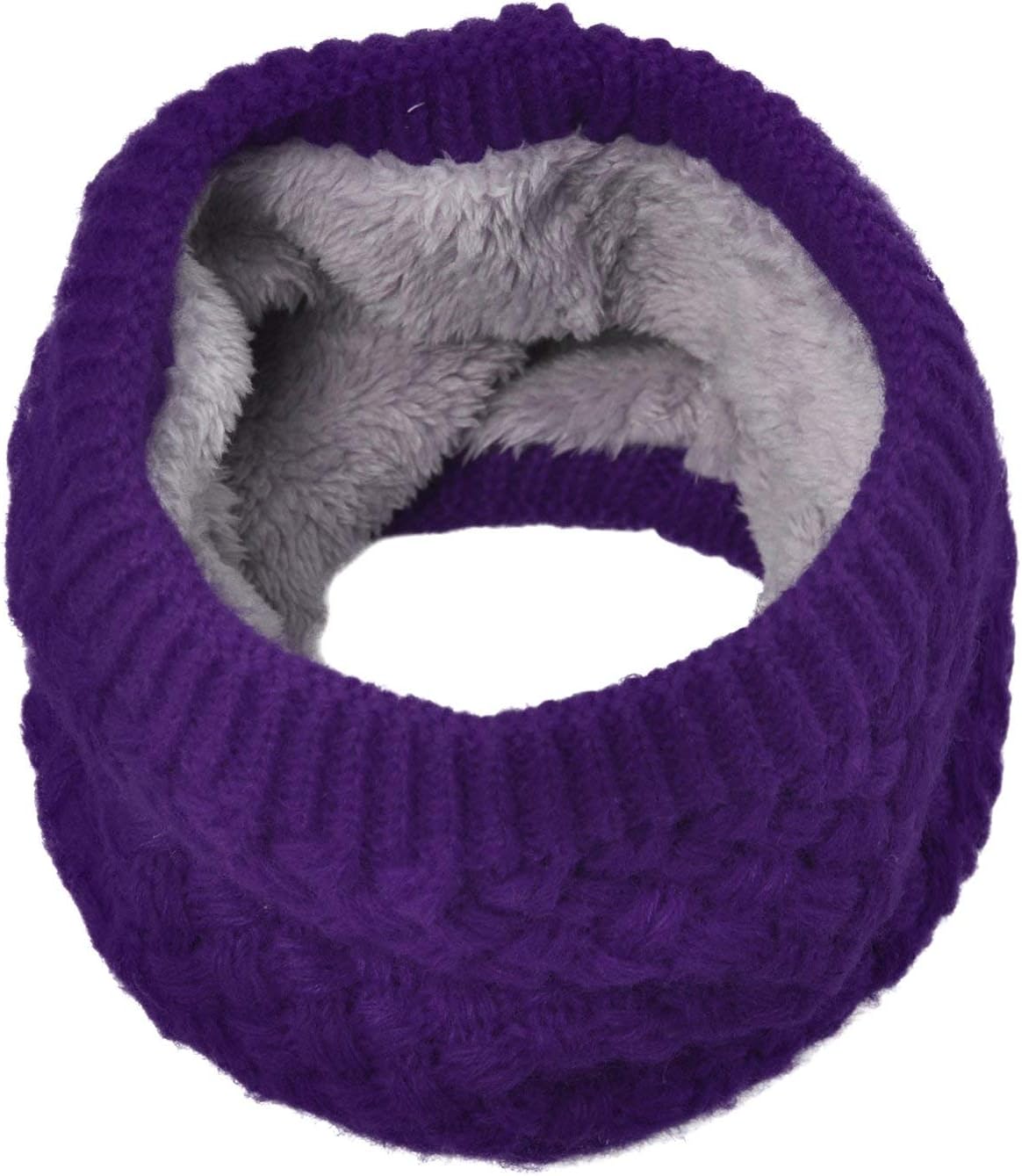Lo Shokim Harsh Winter Double-Layer Soft Fleece Lined Thick Knit Neck Warmer Circle Scarf Windproof