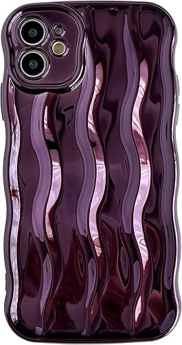 Miniatura 8 de Caseative Marco de ondas rizadas con patrón de ondas de agua, suave, compatible con iPhone (rojo, iPhone 11)