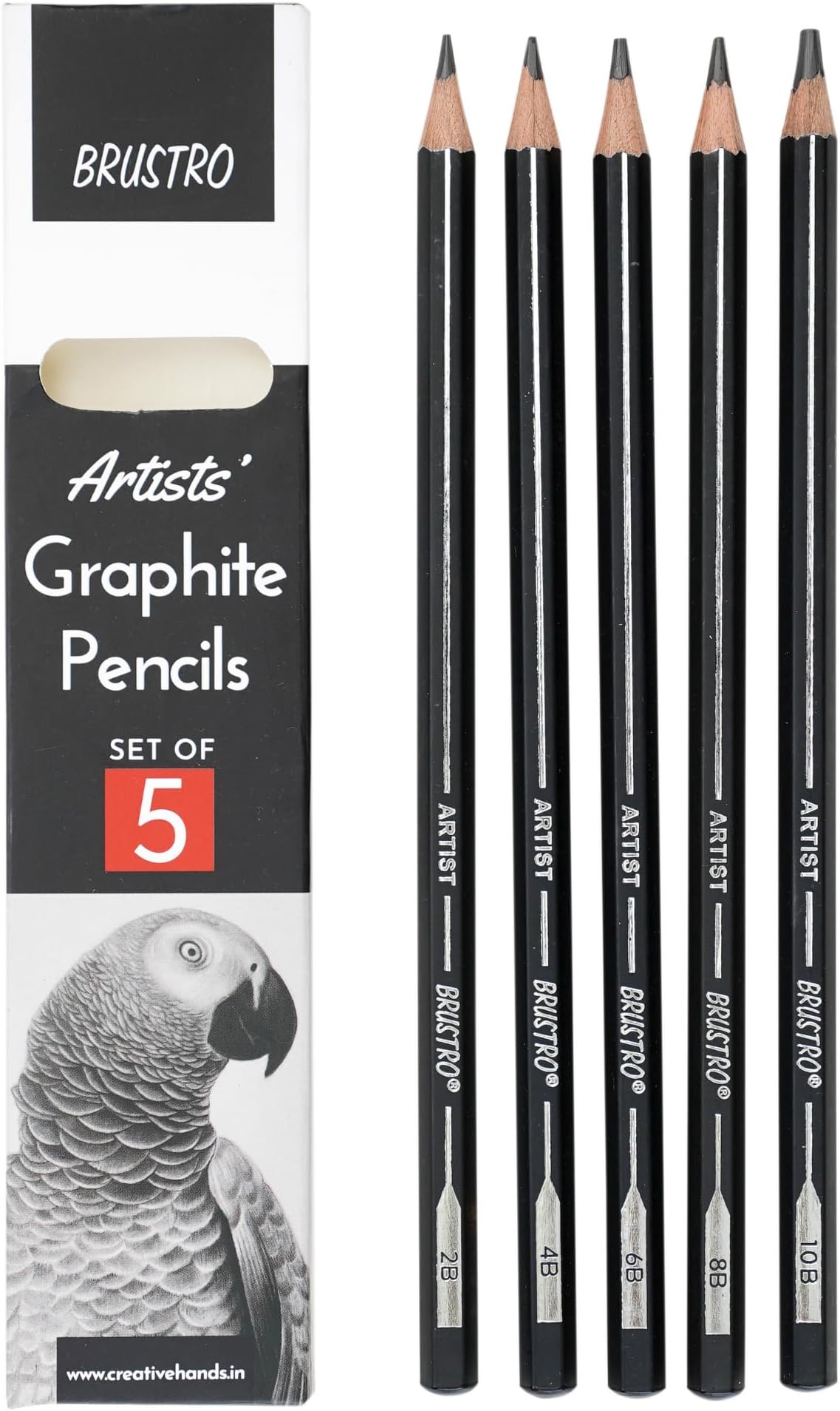 Graphite Pencil set of 5 (2B, 4B, 6B, 8B, 10B)