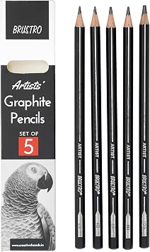 BRUSTRO Graphite Pencil set of 5 2B, 4B, 6B, 8B, 10B