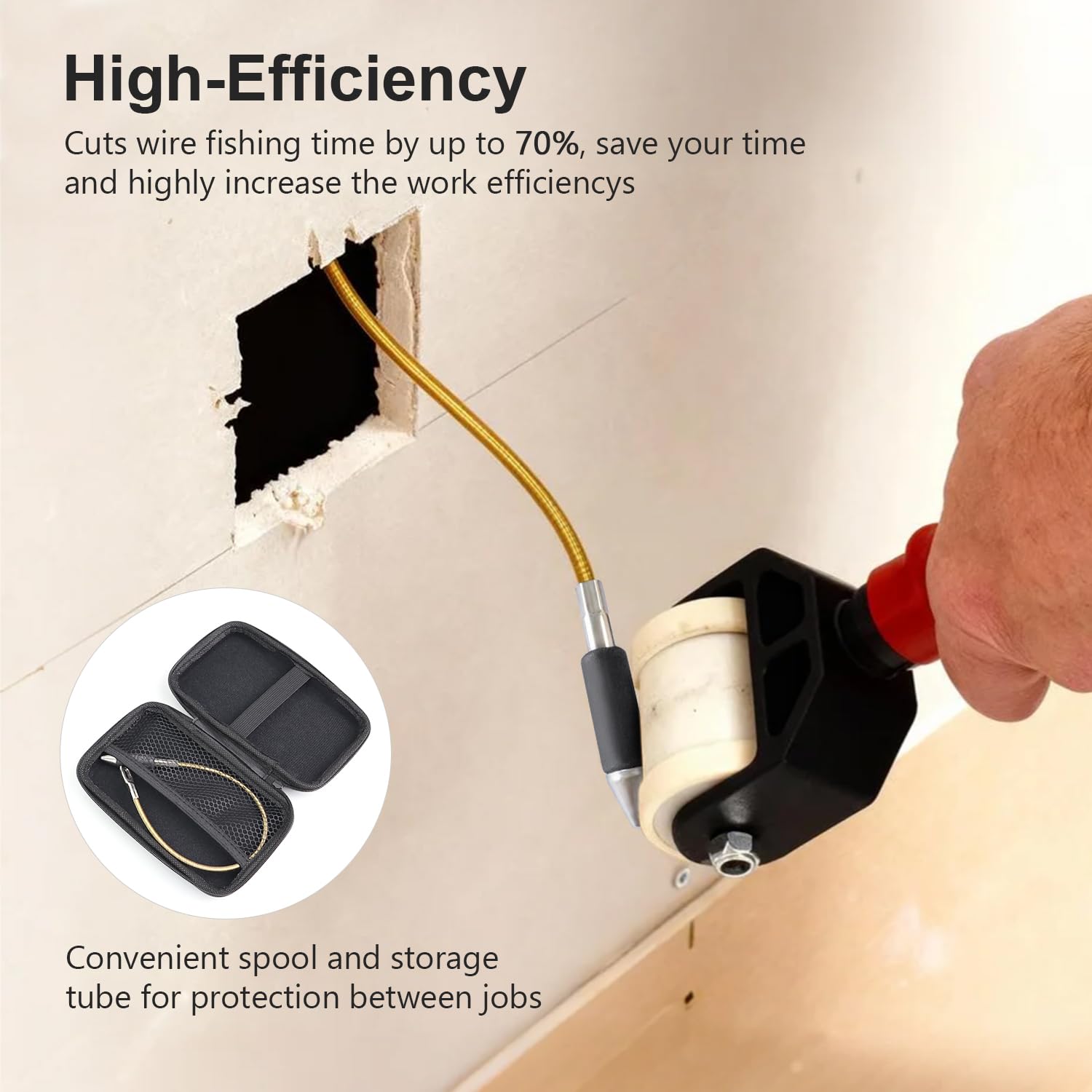 Magnetic Cable Puller 14 Inch -Tapered Steel Stud Bullet Magnet with Leader & Fish Eye-Let|Cuts Wire Fishing Time, Stronger Magnetic Force|Ideal for in-Wall/Floor/Ceiling Cable Routing - Image 4