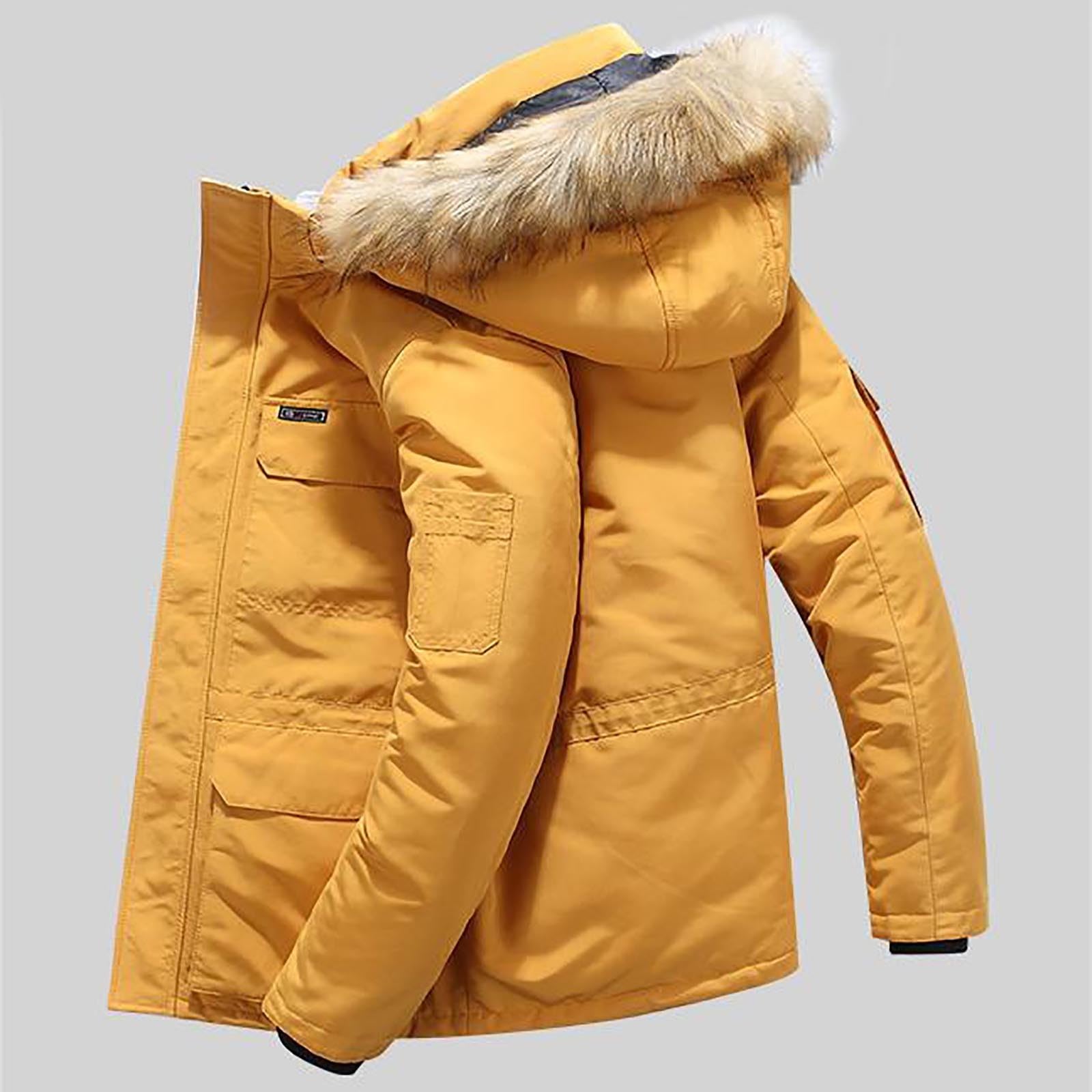 Chaqueta Invierno Informal cálida de Invierno para Hombre, Chaqueta Acolchada con Cuello con Capucha y diseño de Bolsillo de Longitud Media Gruesa Plumón Hombre Invierno