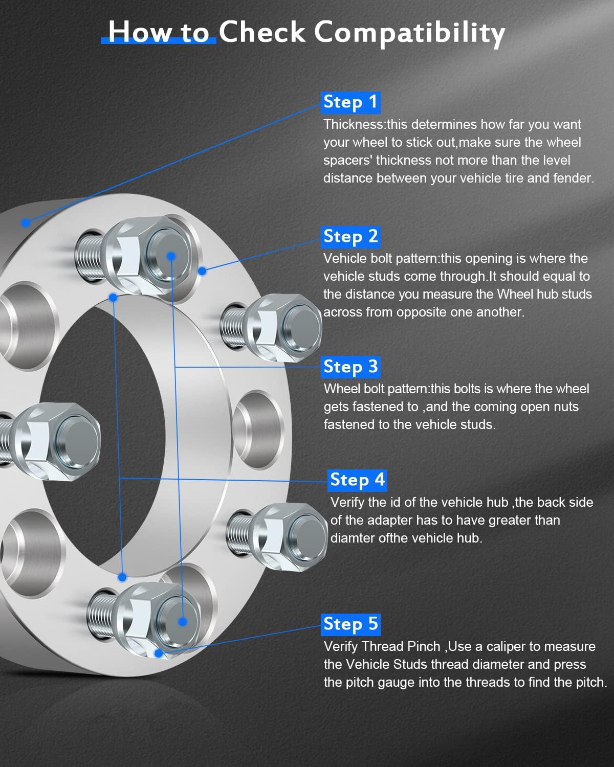 ECCPP 5x4.5 to 5x4.5 Wheel Spacers 1.25inch 5x114.3mm fit 03-05 for Aviator 84-01 for Cherokee 67-73 for Cougar 92-11 for Crown Victoria 07-14 for Edge-4PCS