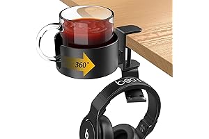 Cup Holder for Gaming Desk - Rotates 360° under Desk
