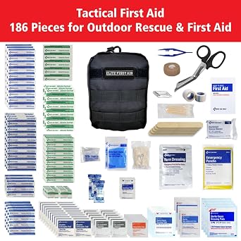 Elite First Aid Tactical Survival Kit, MOLLE-Compatible Tactical First Aid Kit for Home, Car, Camping, Sports, and More (91630)