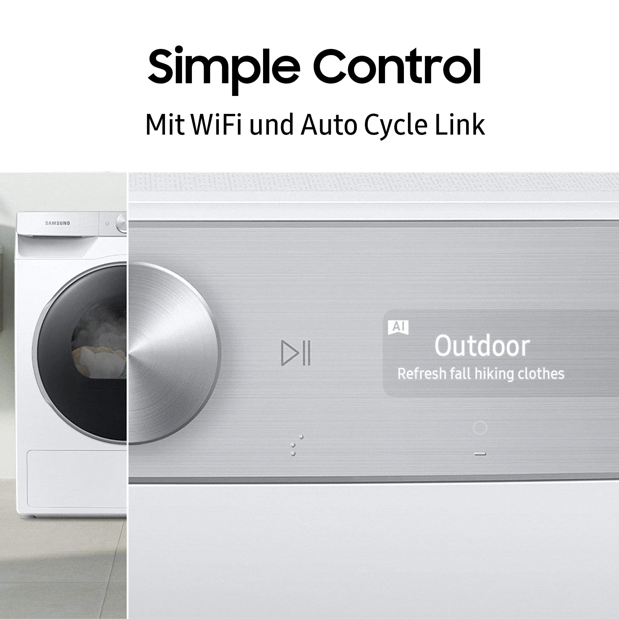 Samsung DV8GT5220AW/S2 Wärmepumpentrockner, 8 kg, Simple Control mit WiFi und Auto Cycle Link, Digital Inverter Motor, Knitterschutz und Komfort 2-in-1 Filter, Weiß