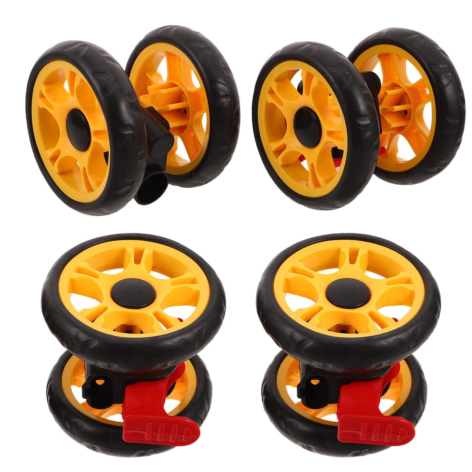 Roue Pivotante de Poussette en Plastique Noire, Lot de 4 Set, 12cm