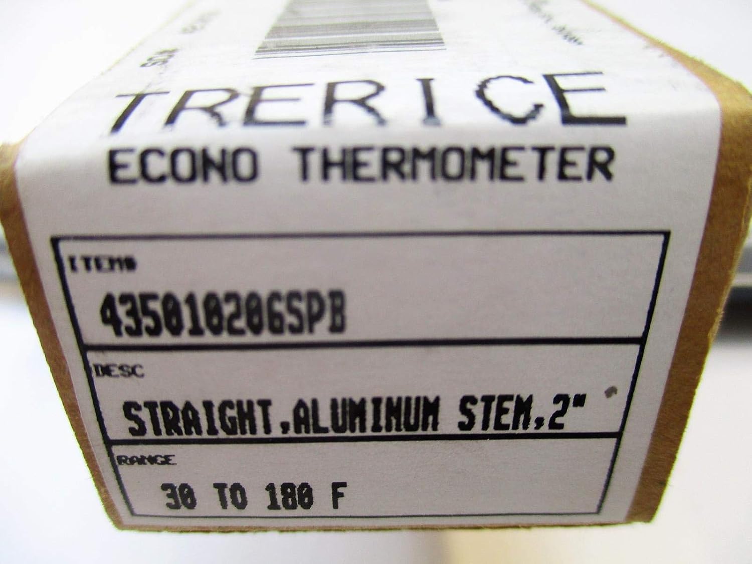 Trerice 435010206SPB 5.5" 0-180 Degree F Straight Thermometer with 2" Aluminum Stem