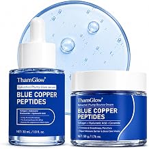 2-Step Korean Skincare Set Blue Peptide Bakuchiol Plump Glow Serum + Bounce Cream - GHK-Cu Copper Peptide Serum Skin Care Gift Sets For Women - Korean Glass Skin Pamper Sets For Women Gifts