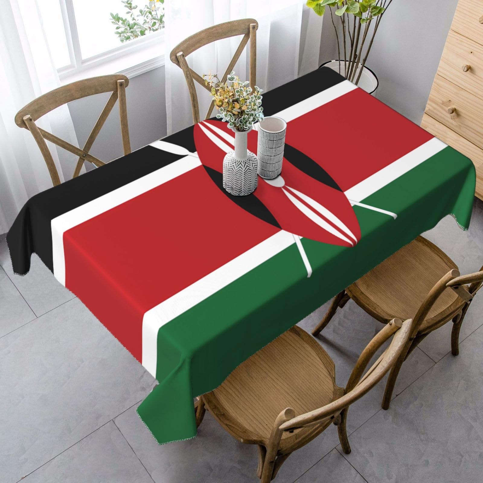 WLKDMTR Flag of Kenya Long tablecloths are suitable for various indoor and outdoor dining occasions.