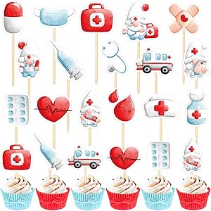 Amazon.com: 48PCS Nurse Cupcake Toppers Nursing School Graduation Cupcake Picks for Medical Rn ...