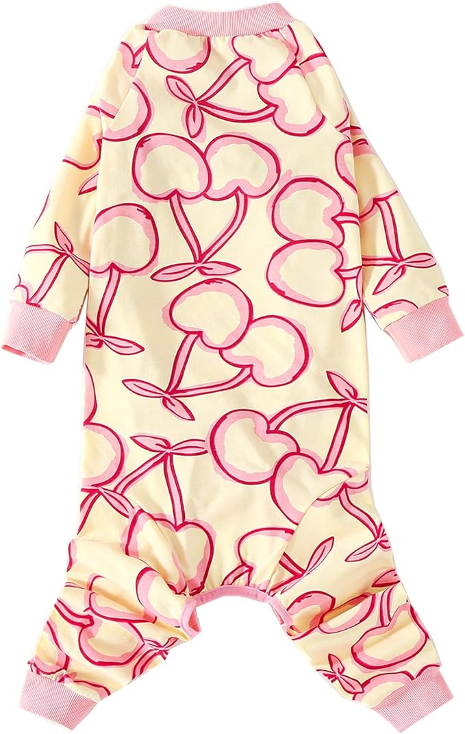 Pijama de Algodón para Perro Grande con Estampado de Cerezas miniatura 2