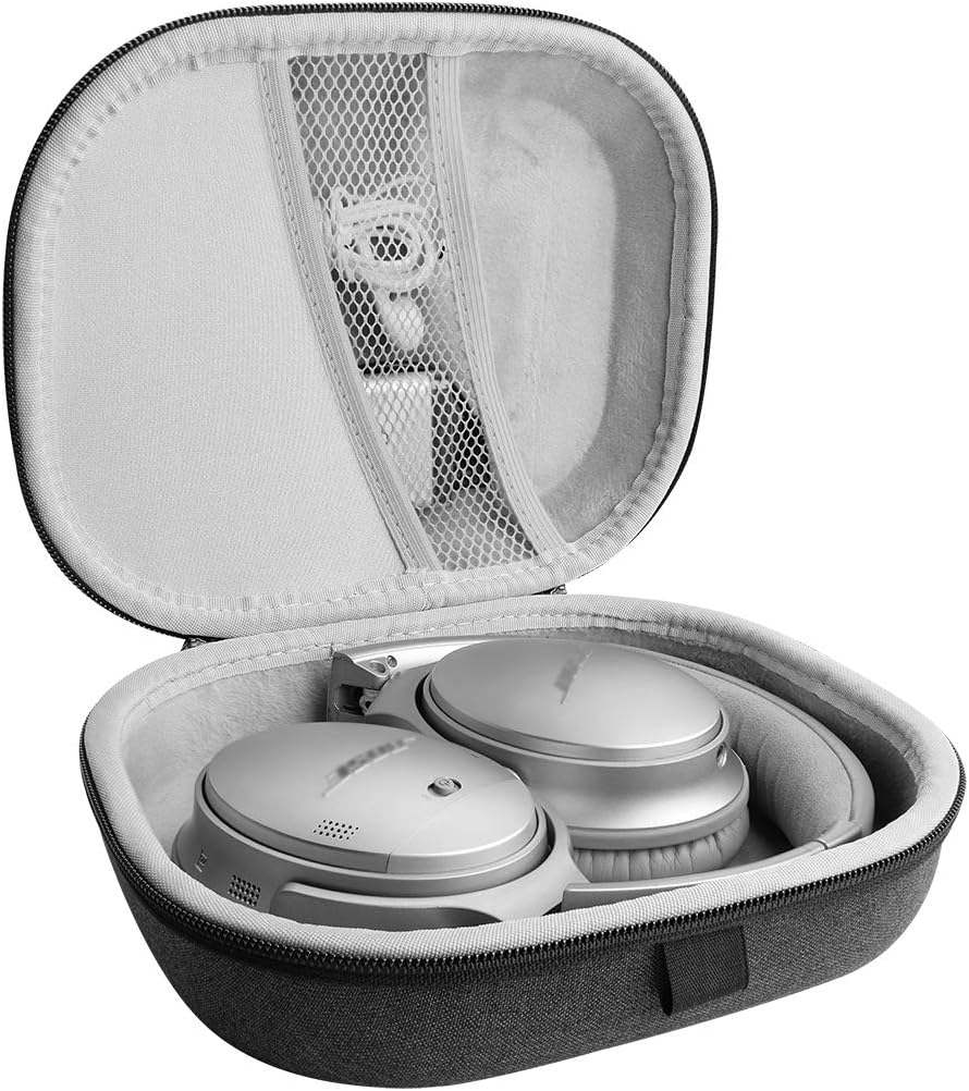 Geekria UltraShell Headphones Case Compatible with Bose QuietComfort 45 II, QC 35 II Gaming Headset, QC 25 Case, Replacement Hard Shell Travel Carrying Bag with Cable Storage (Dark Gray) : Electronics
