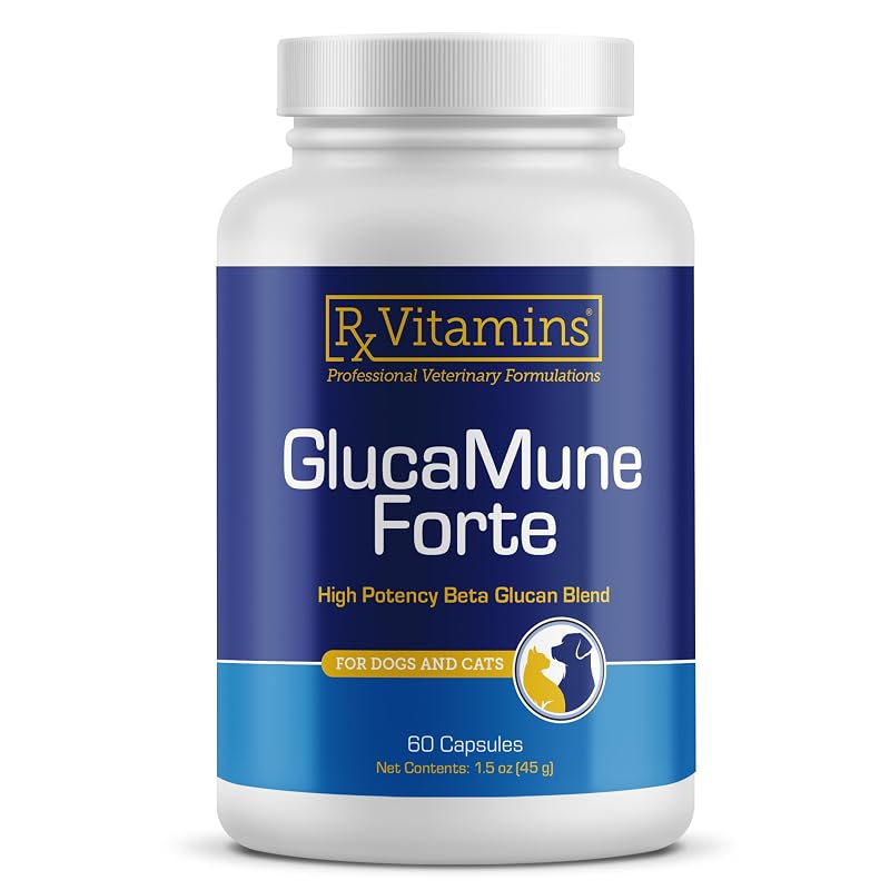Suplemento em Cápsulas para Cães e Gatos Rx Vitamins GlucaMune Forte com Beta-Glucanas, Astragalus e Alcaçuz – 60 Cápsulas