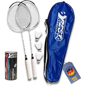 Best Sporting Badminton Set mit 2 leichten Schl&auml;gern, B&auml;llen und praktischer Tragetasche &ndash; Perfekt f&uuml;r den Freizeitsport im G