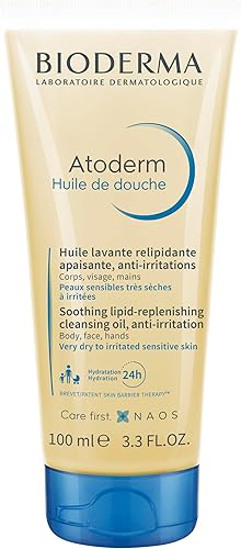 Bioderma - Atoderm - Shower Oil - Moisturizing and Nourishing Body and Face Wash - for Family with Very Dry Sensitive Skin 3.33 Fl Oz