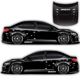 4 Points Stars Livery Left and Right Sides Custom Racing Decal Drift Racing Car Sticker Banner JDM Vinyl Graphics Kanji KDM Door Side (White)