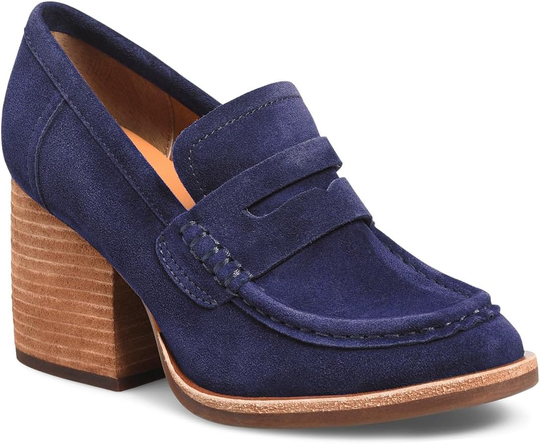 MOOMMO Women Chunky Platform Loafers Pumps Round Closed Toe Slip On Penny Loafers Suede Block High Heels Oxford Shoes Formal Classic Thick Heel Dress Loafer Office Ladies Vintage Comfort 4-11 M US