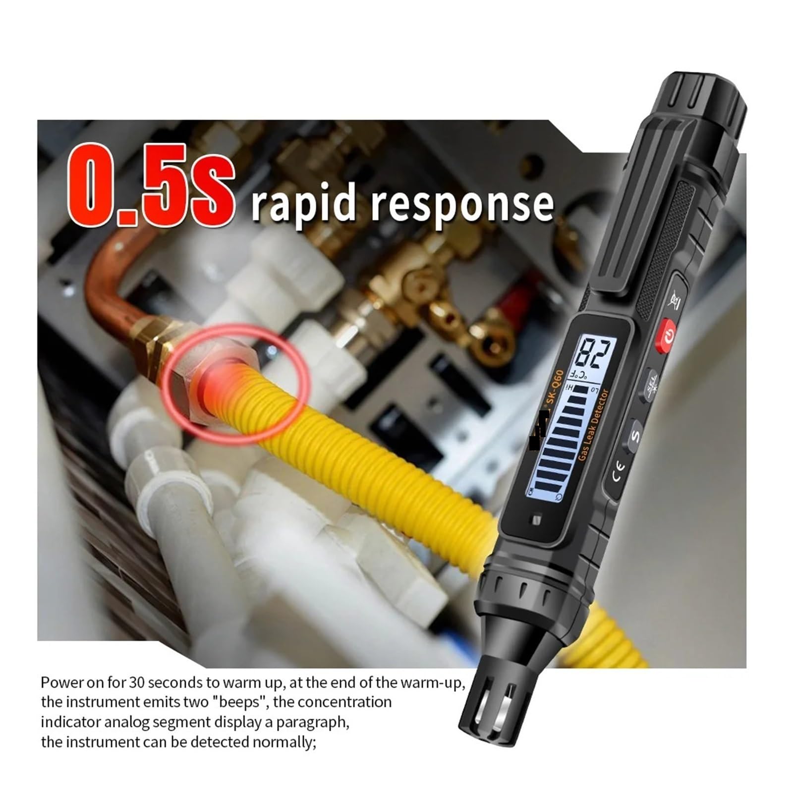 Detector de Gases, Detector de Fugas Gas, Combustible Natural, CO2, inflamable, Alcohol, GLP, metano, analizador, Recargable, zumbador, Alarma, PPM, LEL, comprobador