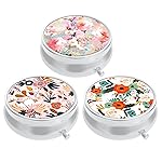 3 Pack Pill Box, Small Pill Case for Purse & Pocket, Cute Travel Medicine Organizer, Portable Medicine Container Holder to Hold Vitamins, Medication, Fish Oil & Supplement, Pink White Flowers