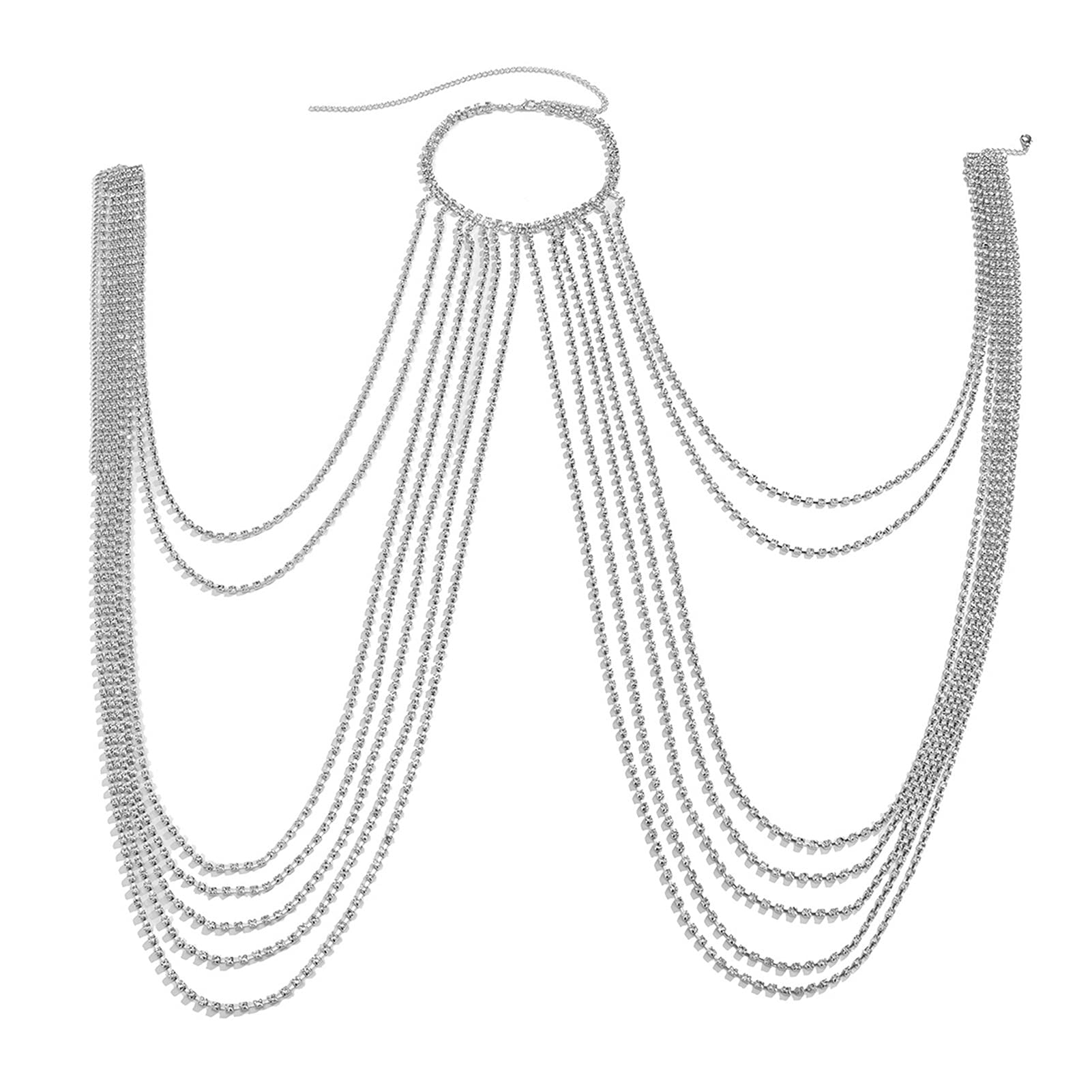 Body Chain Damen Kette - Goldfarbene einfache Strandkette mit Kreuzband für Taille und Bauch - Schwarze Harnaskette - Edler Schmuck für Damen - Accessoires