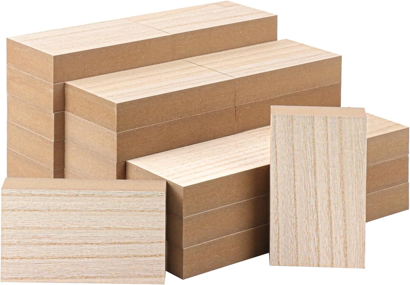 30 Pack Unfinished MDF Wood Rectangle Blocks, 3 x 5 Inch Wooden Blocks for Crafts, DIY Projects, and Custom Decor