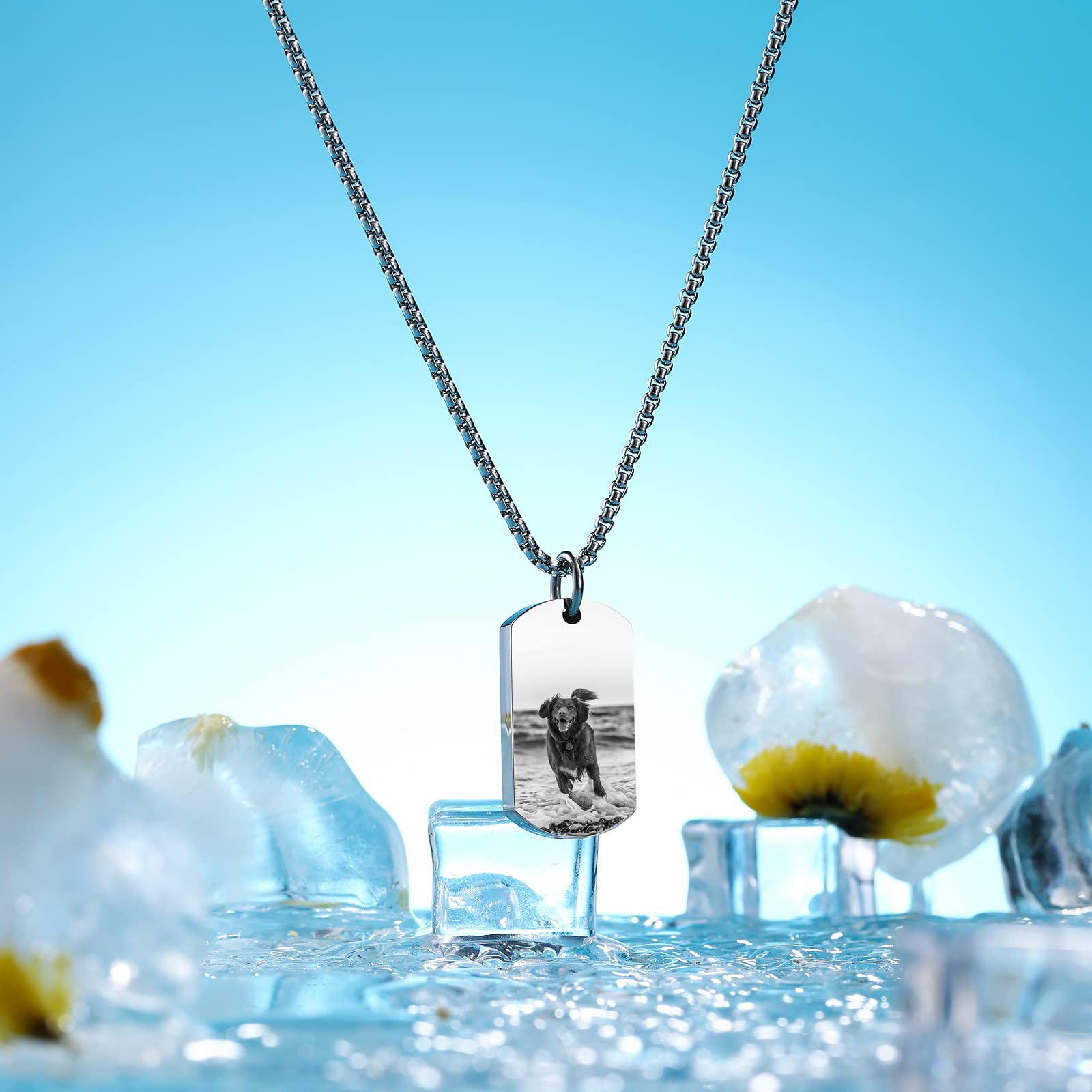 INBLUE Collar con Colgante de Urna de Ceniza Personalizada con Foto Y Texto, Estampado de Pata, Conmemorativo, Perro, Gato, Mascota, Urnas, Joyería de Cremación