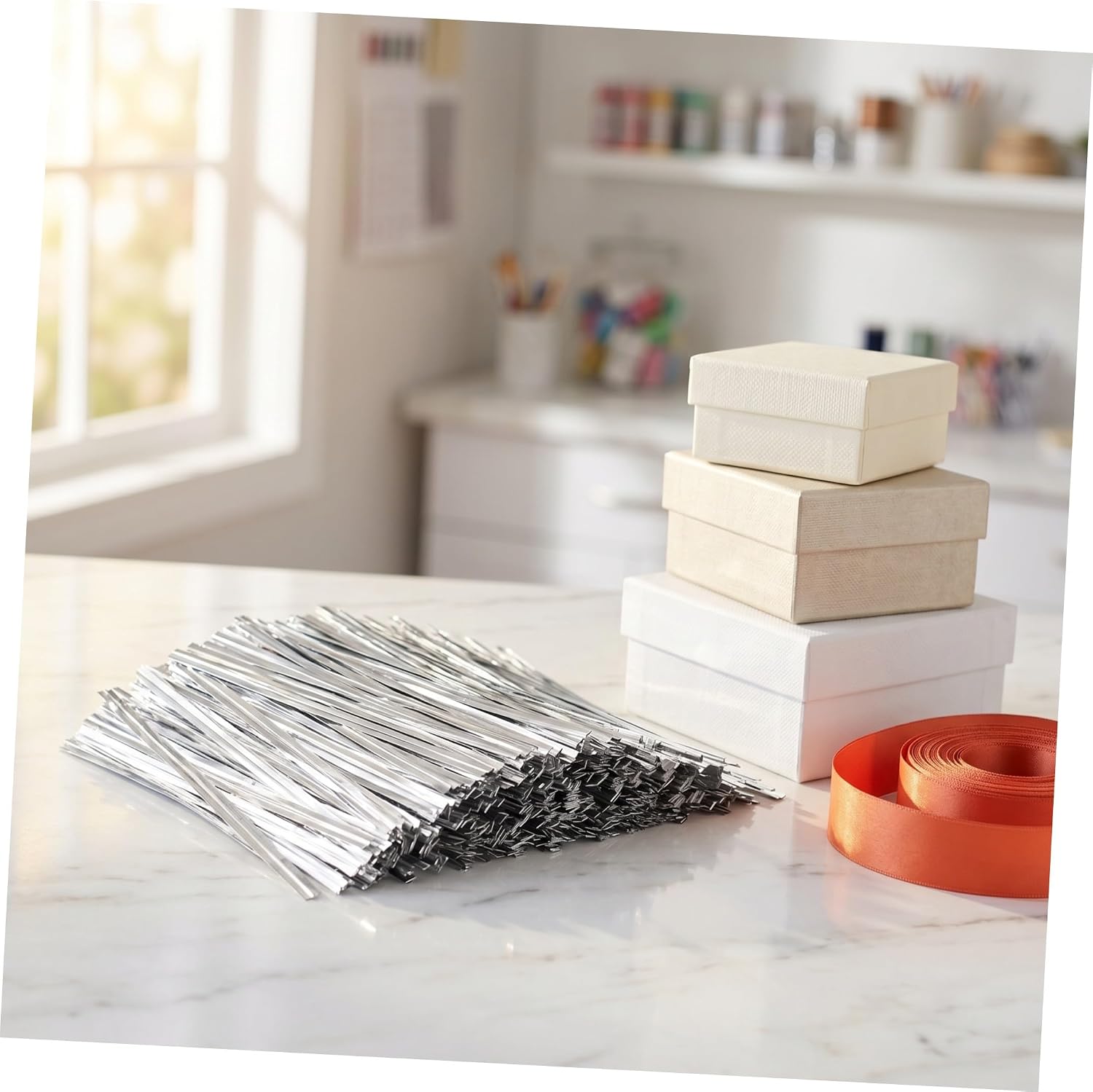 1600pcs Metallic Twist Ties 10cm Silver Foil Craft Twist Ties for Kitchen Storage, Home Organization, and Party Favor Wrapping