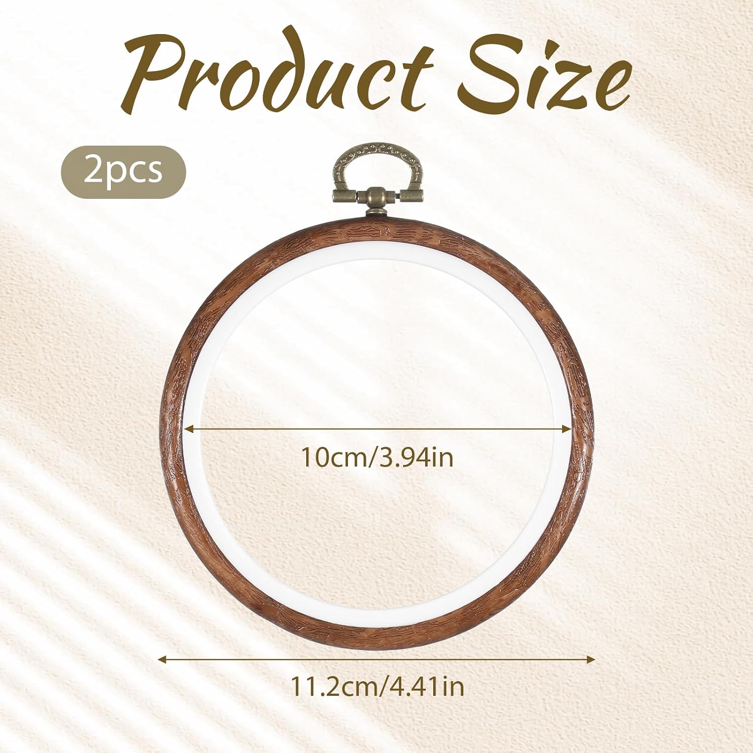 4 Inch Embroidery Hoop Set, 2 Pcs Small Embroidery Hoops Cross Stitch Hoops, Display Frame Embroideries Hoop for Craft Sewing and Hanging Decorations
