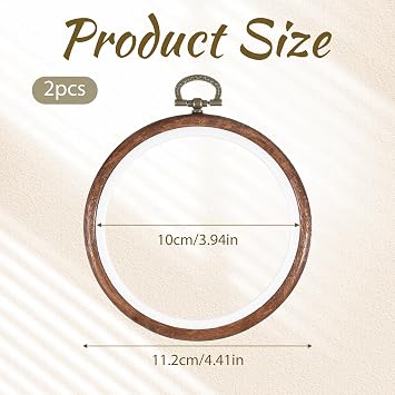 4 Inch Embroidery Hoop Set, 2 Pcs Small Embroidery Hoops Cross Stitch Hoops, Display Frame Embroideries Hoop for Craft Sewing and Hanging Decorations