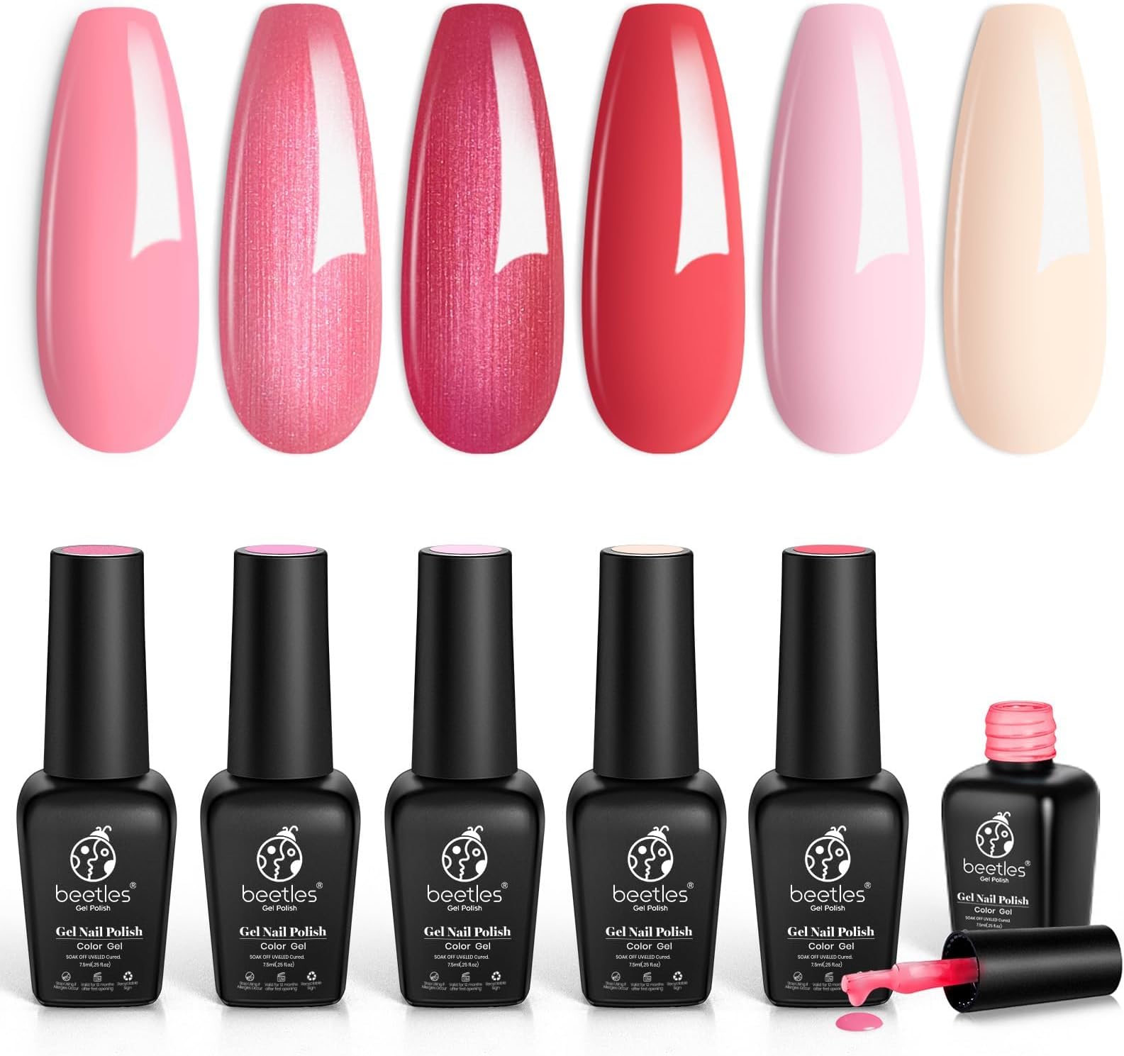 Beetles Pink Gel Nail Polish Nude Pink Rose Red Milky White Gel Polish Set Sweetheart Candies Collection Soak Off UV LED Gift for Her Valentines Nails